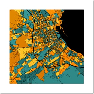 Palermo Map Pattern in Orange & Teal Posters and Art